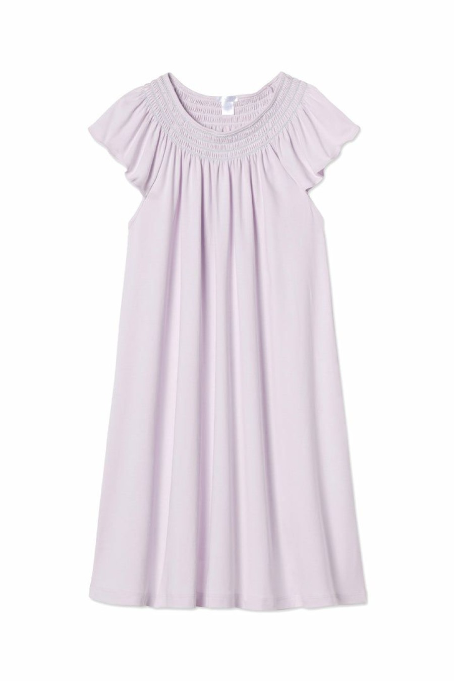 Women Lake | Lake Sleep Pima Smocked Flutter Nightgown In Thistle