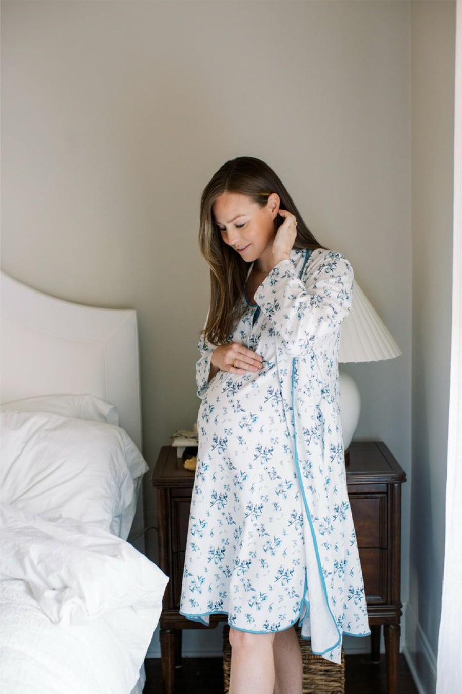 Women Lake | Lake Pima Maternity Nightgown In Fleur