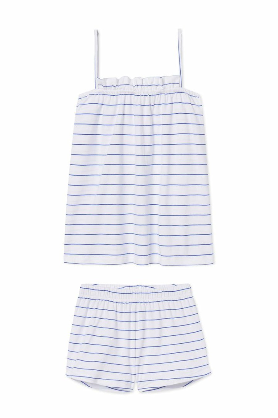 Women Lake | Lake Pima Ruffle Shorts Set In Cobalt Women