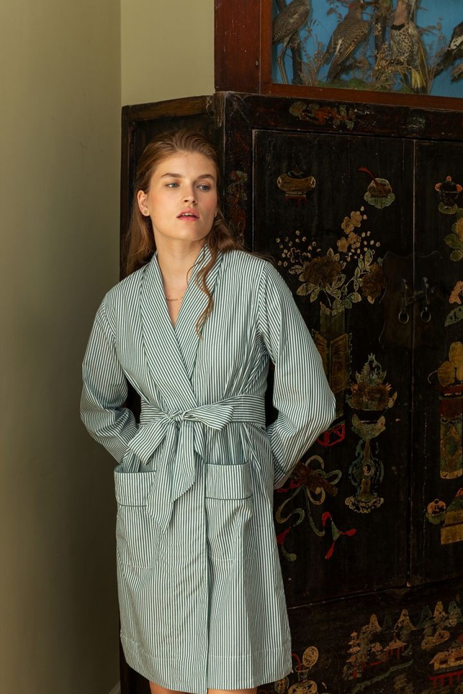 Women Lake | Lake Poplin Robe In Evergreen Women