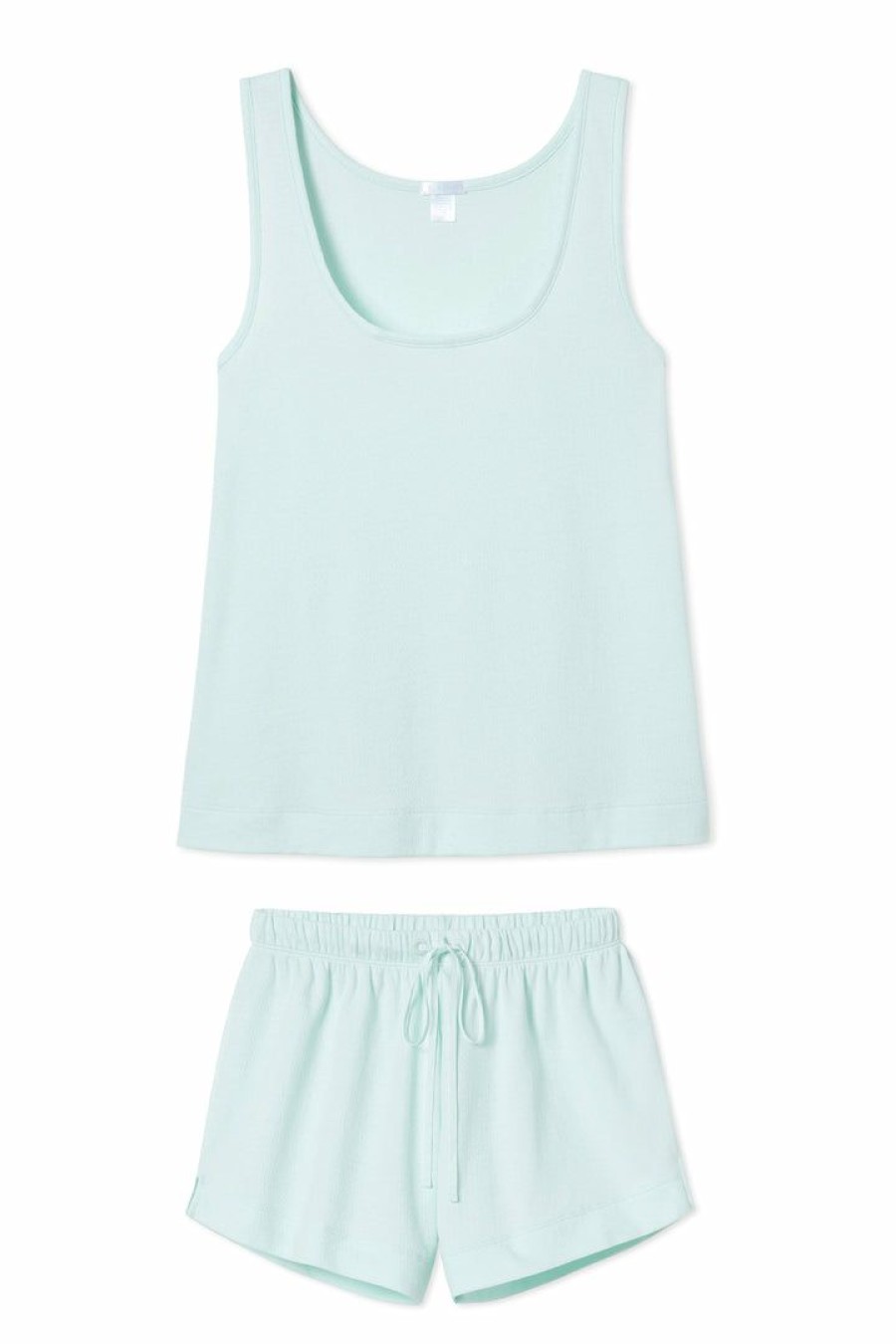 Women Lake | Lake Women Pointelle Pajama Shorts Set In Pool