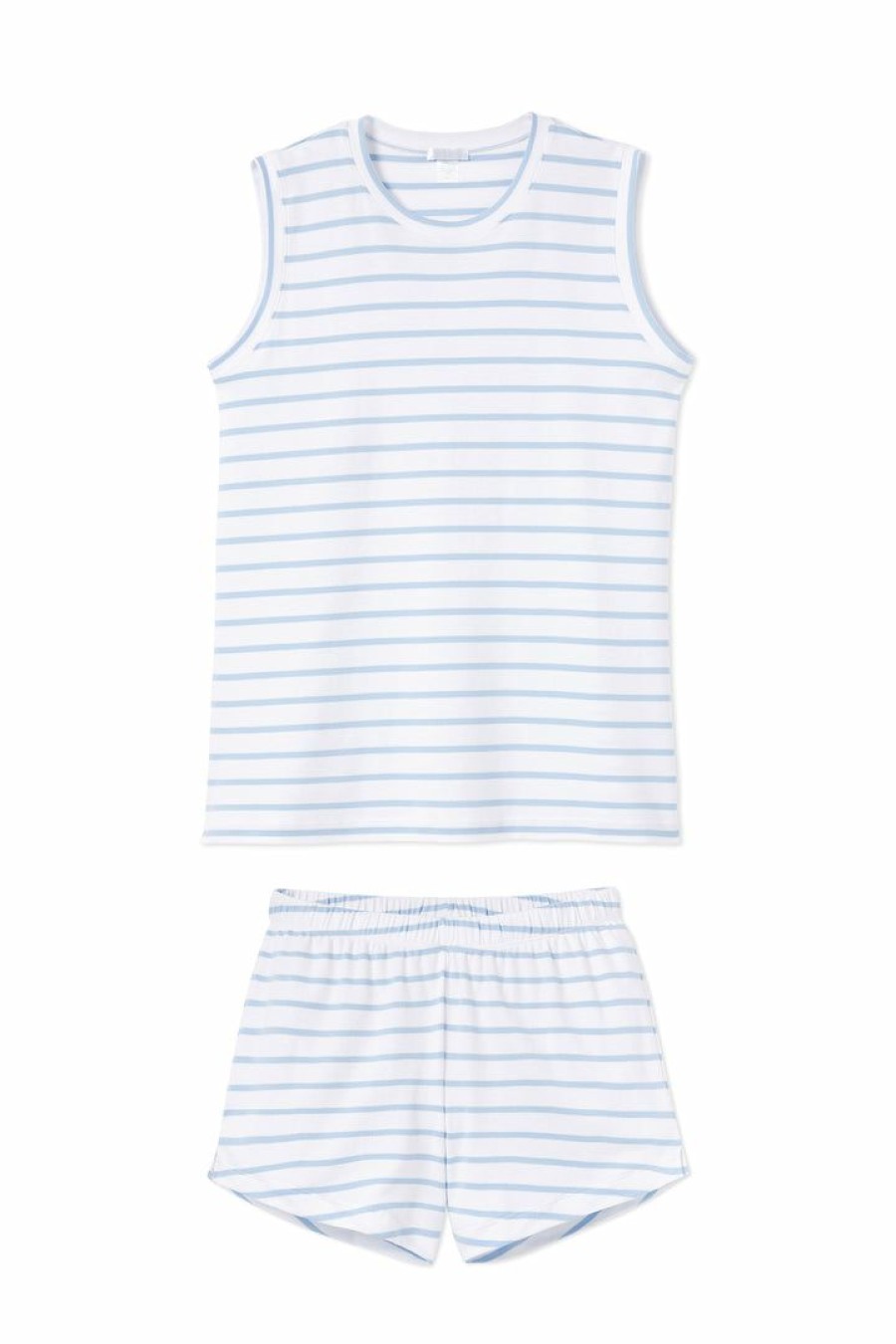 Women Lake | Lake Women Pima Tank-Short Weekend Set In Cerulean