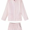 Women Lake | Lake Poplin Piped Shorts Set In Pale Pink