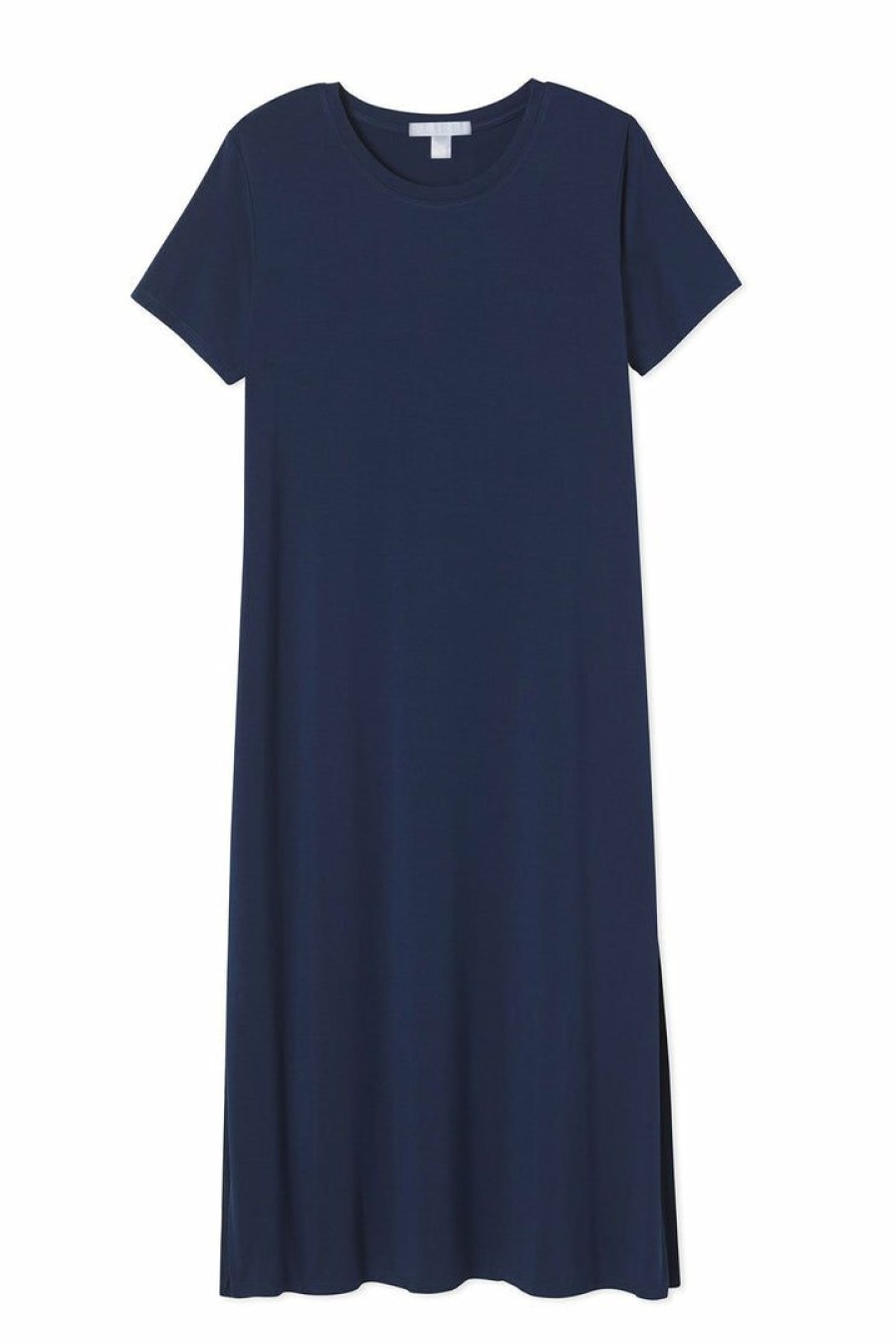 Women Lake | Lake Women Bamboo Short Sleeve Lounge Dress In Navy