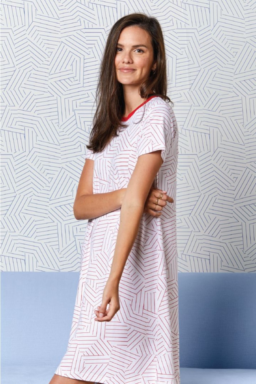 Women Lake | Schumacher X Lake Pima Weekend Nightgown In Red