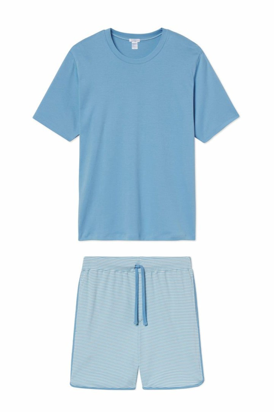 Women Lake | Lake Men'S Pima Pajama Shorts Set In Pacific New Arrivals