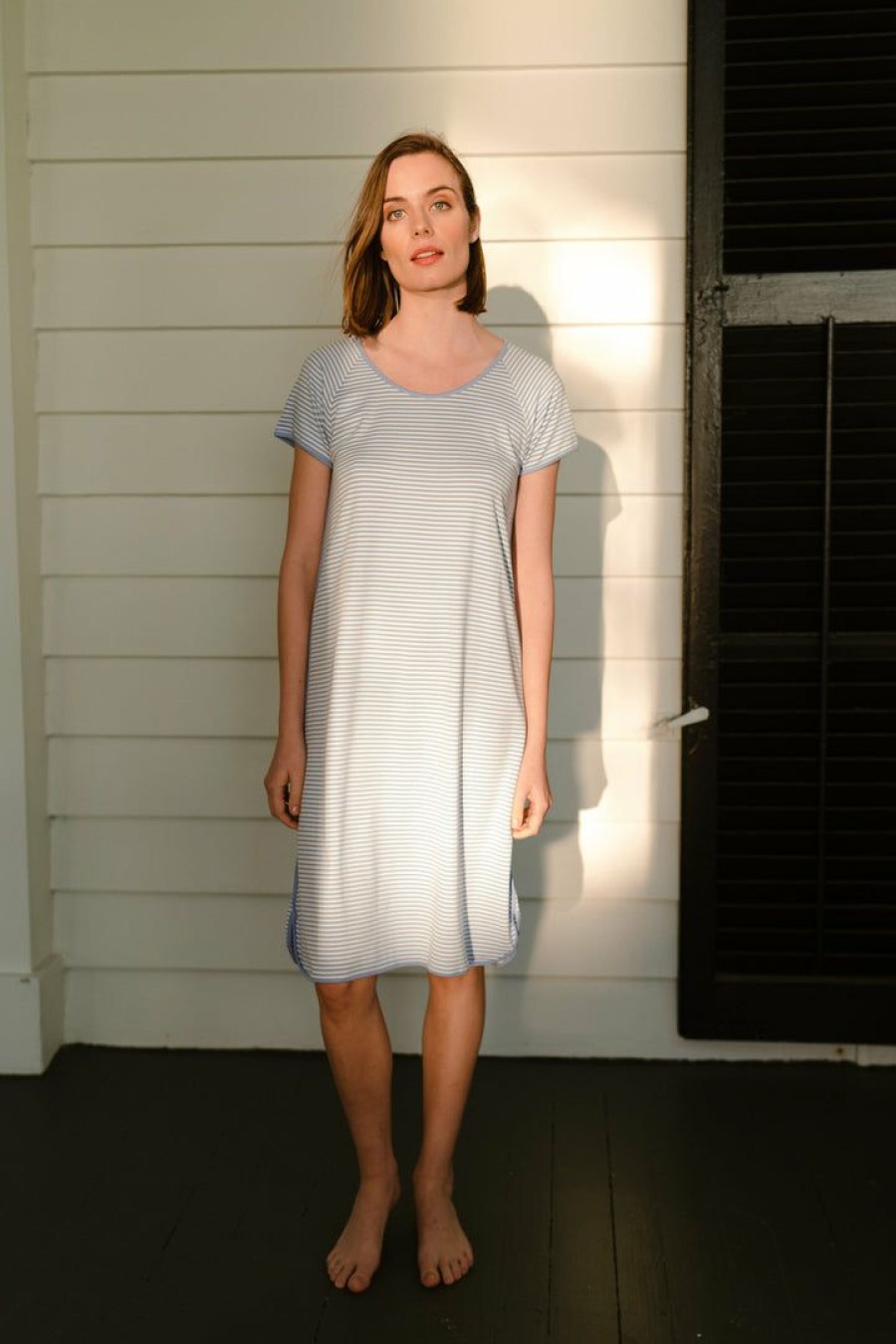 Women Lake | Lake Women Pima Long Nightgown In Hydrangea