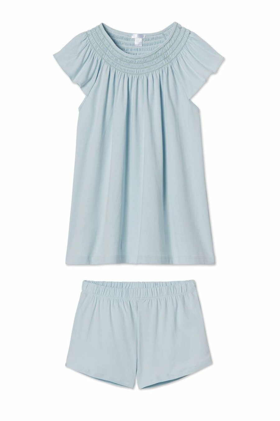 Women Lake | Lake Pima Smocked Flutter Shorts Set In Rainwash