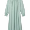 Women Lake | Lake Pima Smocked Long Sleeve Midi Nightgown In Willow Women