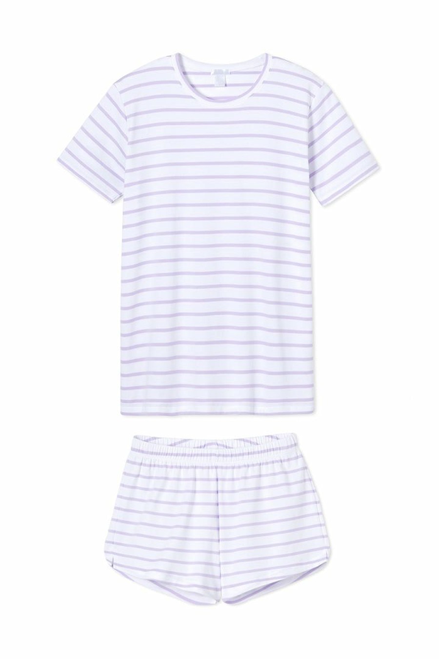 Women Lake | Lake Women Pima Weekend Shorts Set In Lilac