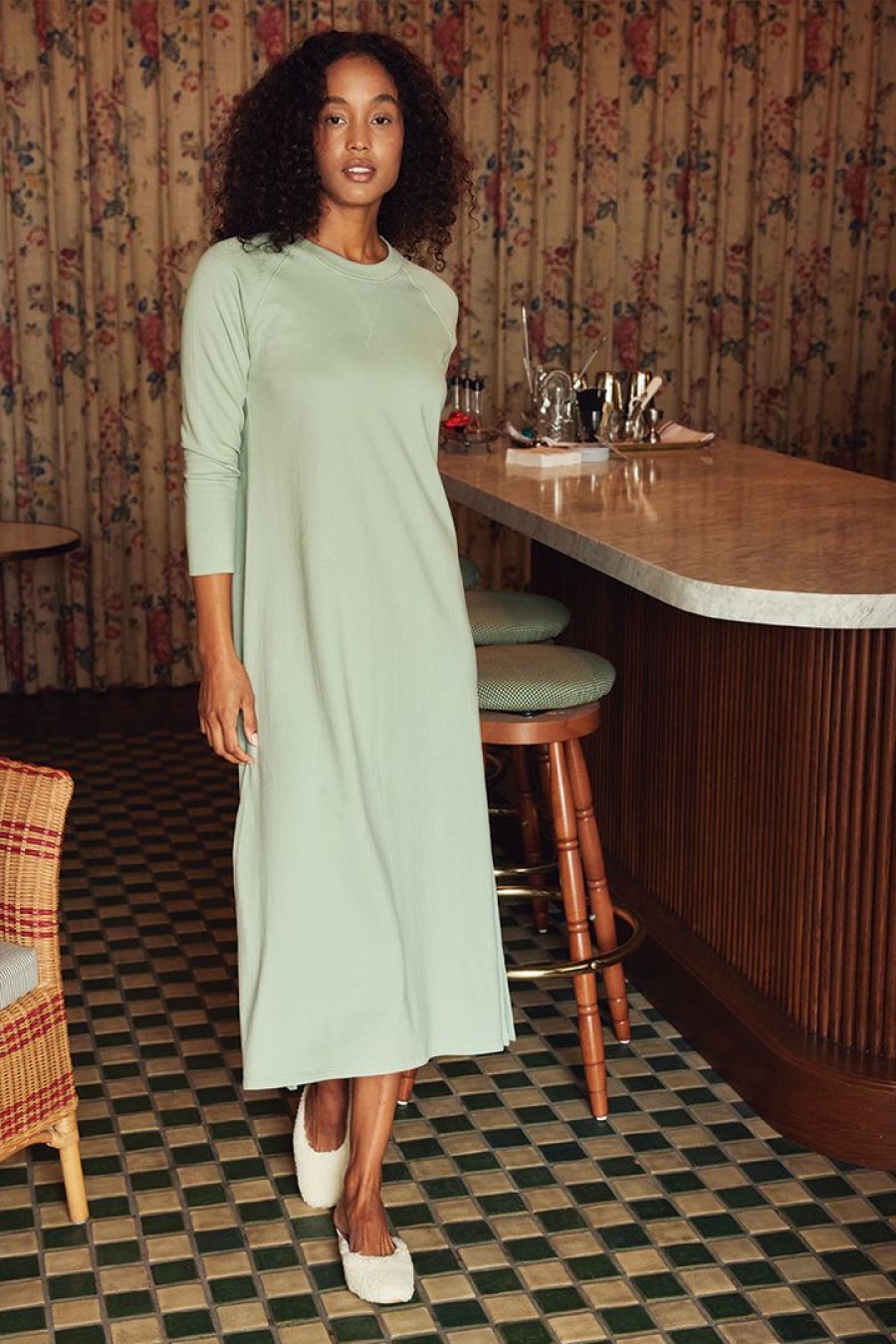 Women Lake | Lake Lounge Sweatshirt Dress In Moss