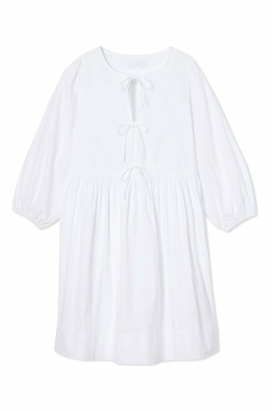 Women Lake | Lake Women Poplin Triple Tie Dress In White