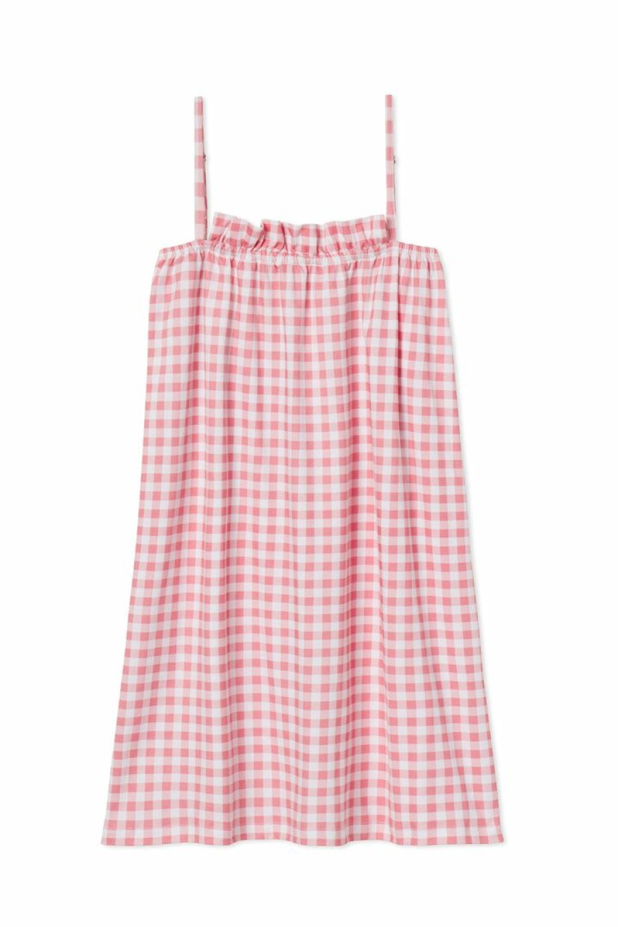 Women Lake | Lake Pima Ruffle Nightgown In Tulip Gingham