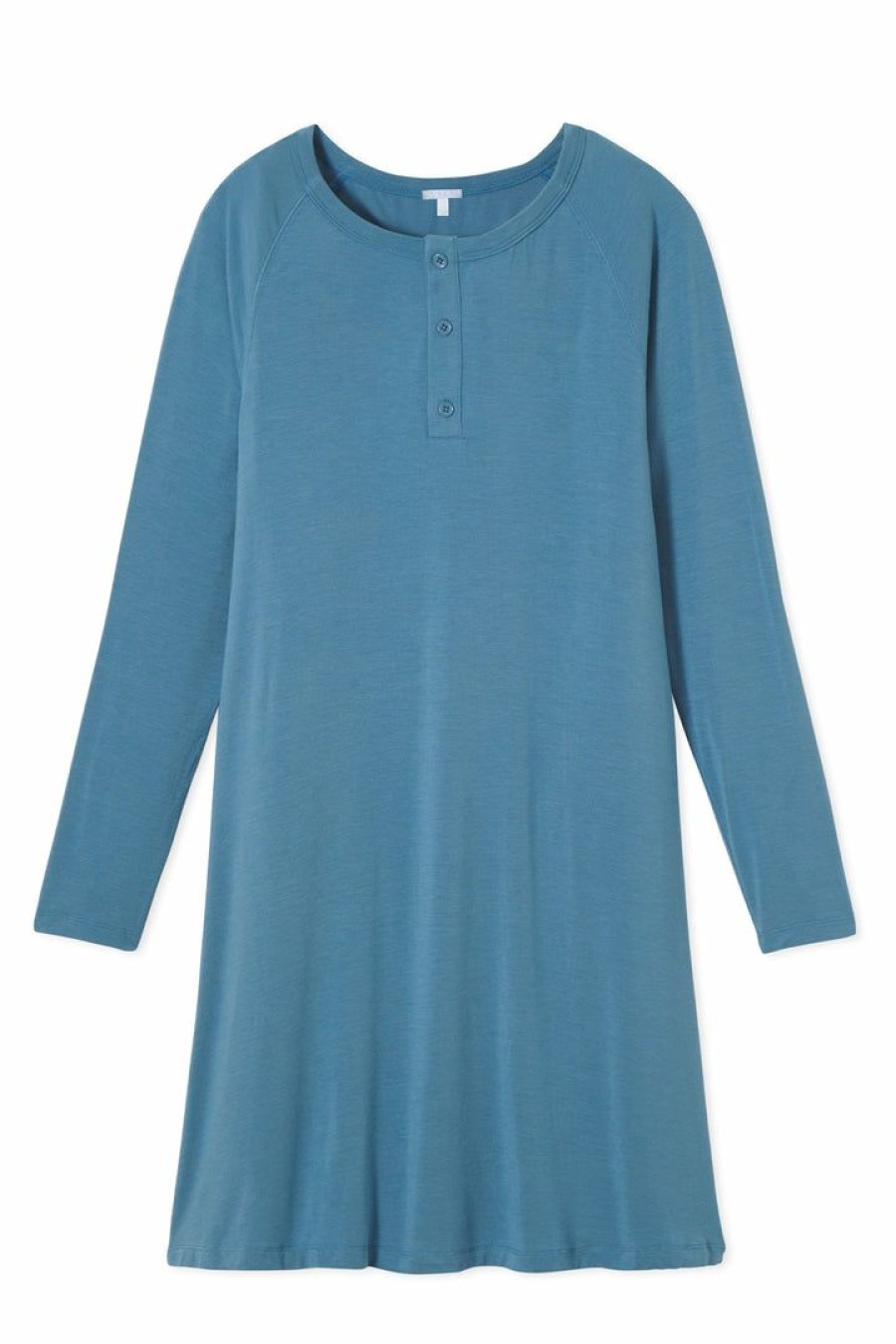 Women Lake | Lake Henley Nightgown In Steel Blue