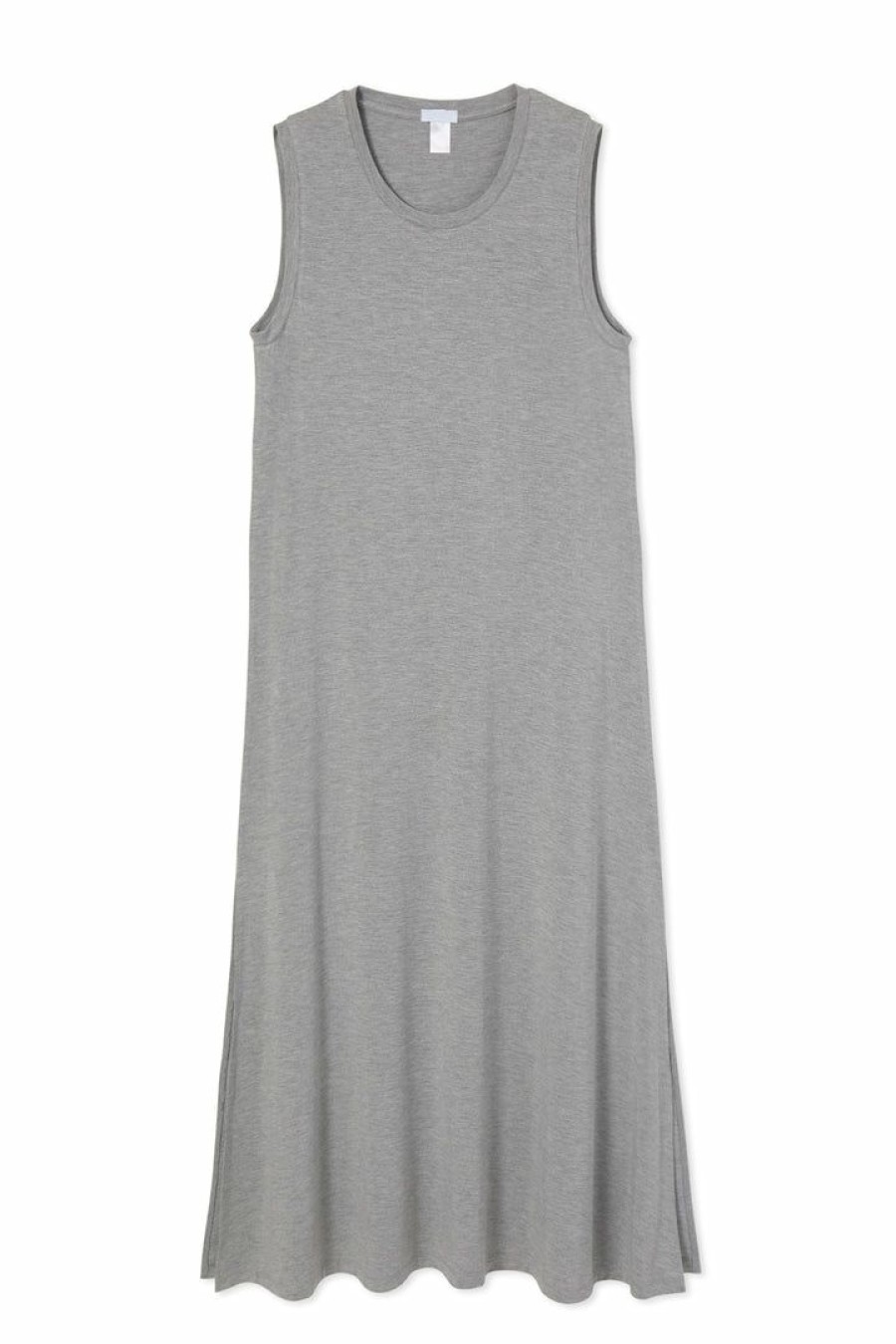 Women Lake | Lake Women Bamboo Midi Tank Lounge Dress In Heather Gray