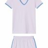 Women Lake | Lake Sleep Pima Retro V-Neck Shorts Set In Lavender Fields