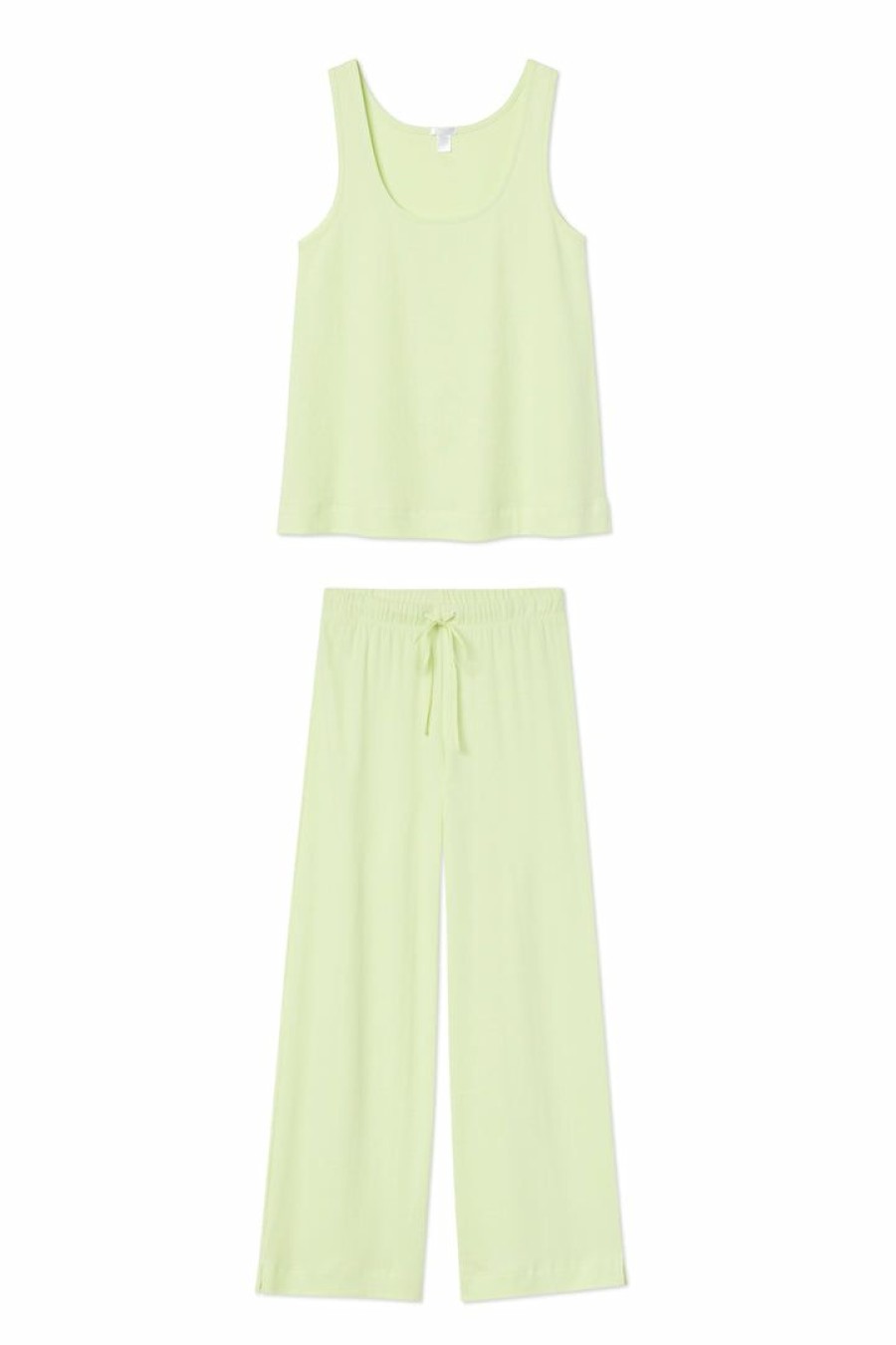 Women Lake | Lake Pointelle Pajama Pants Set In Citron