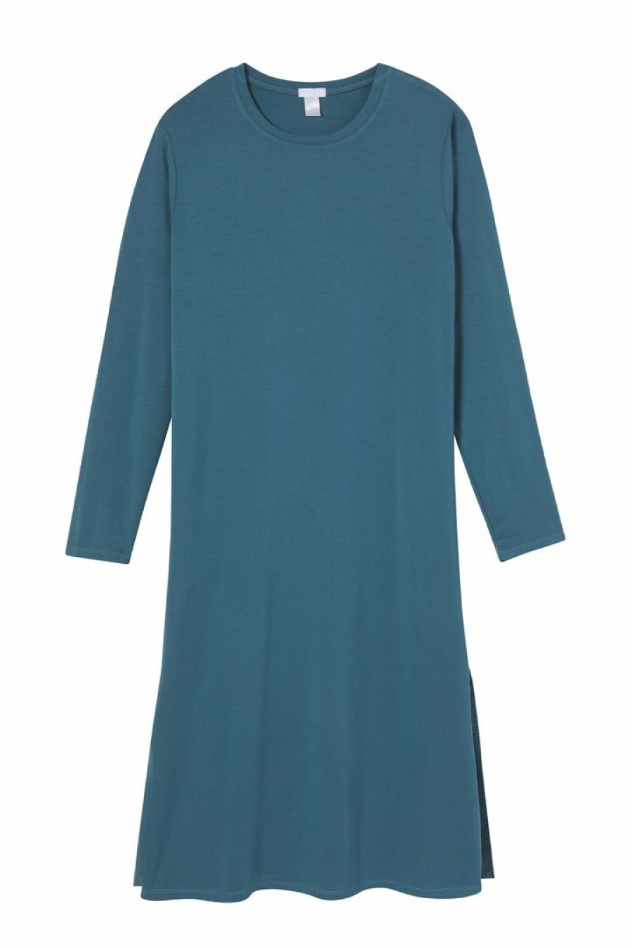 Women Lake | Lake Bamboo Long Sleeve Lounge Dress In Deep Sea