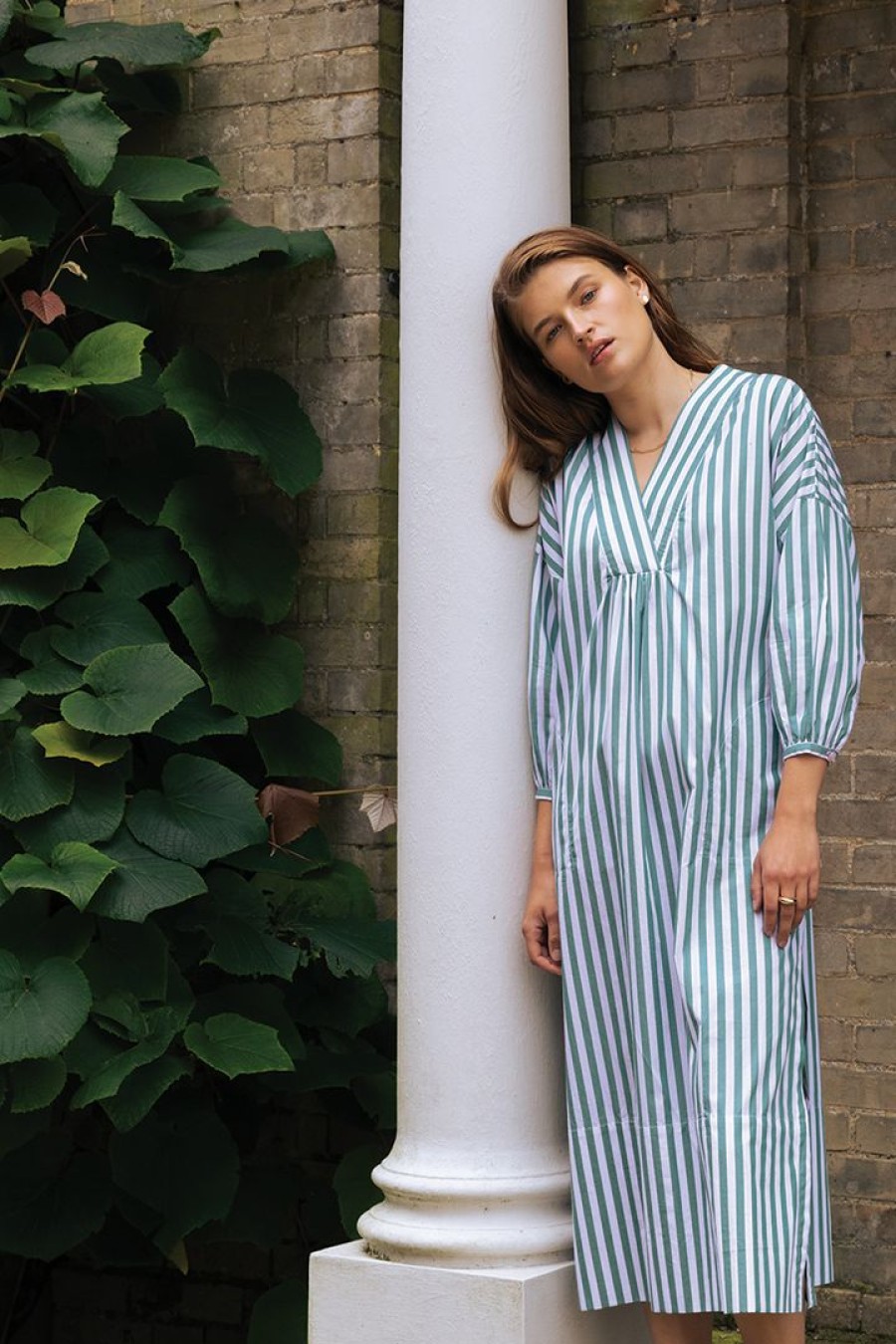 Women Lake | Lake Pocket Caftan In Balsam Stripe