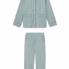 Women Lake | Lake Women Poplin Piped Pants Set In Evergreen