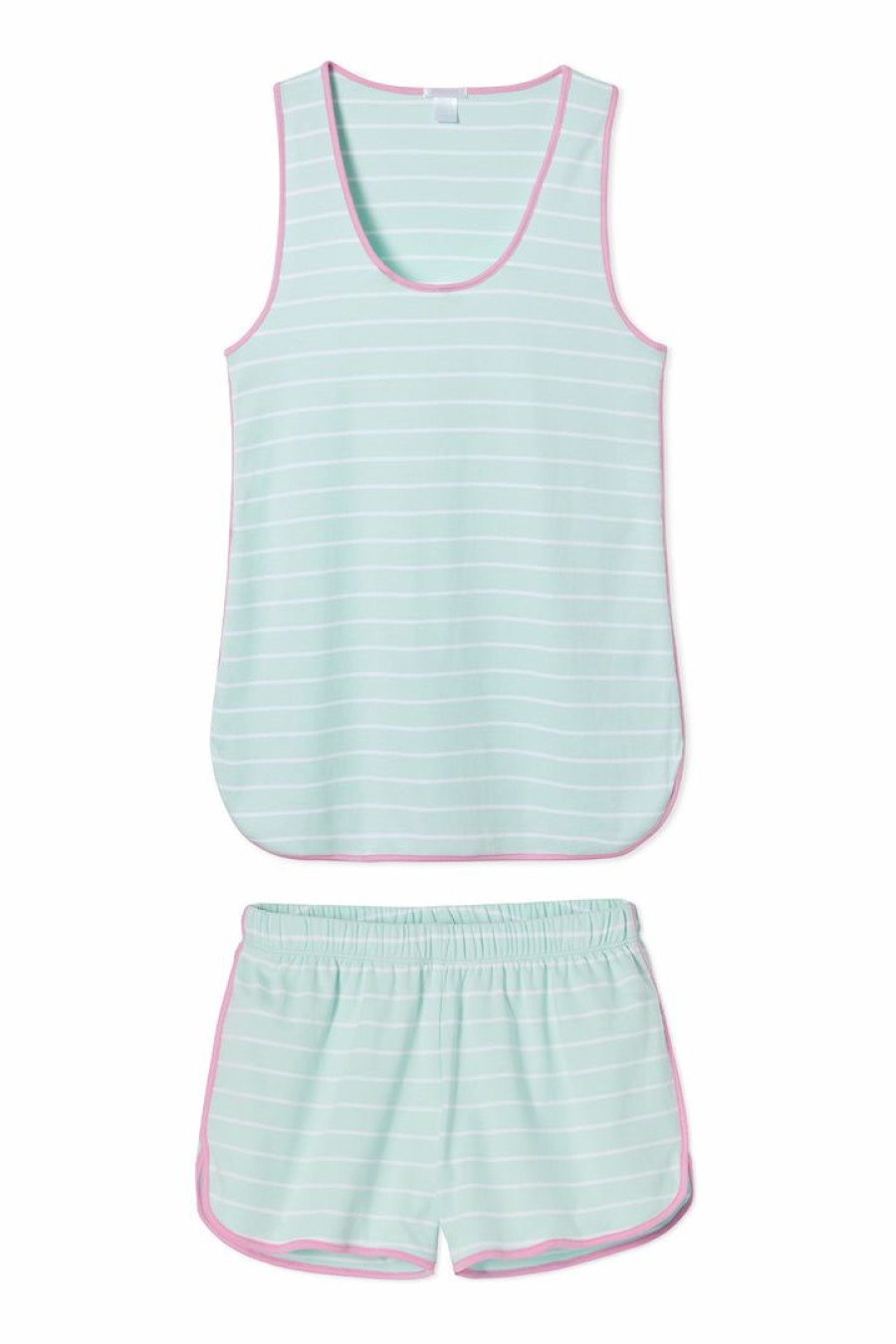 Women Lake | Lake Women Pima Tank-Short Set In Spritz