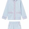 Women Lake | Lake Women Poplin Piped Shorts Set In Americana