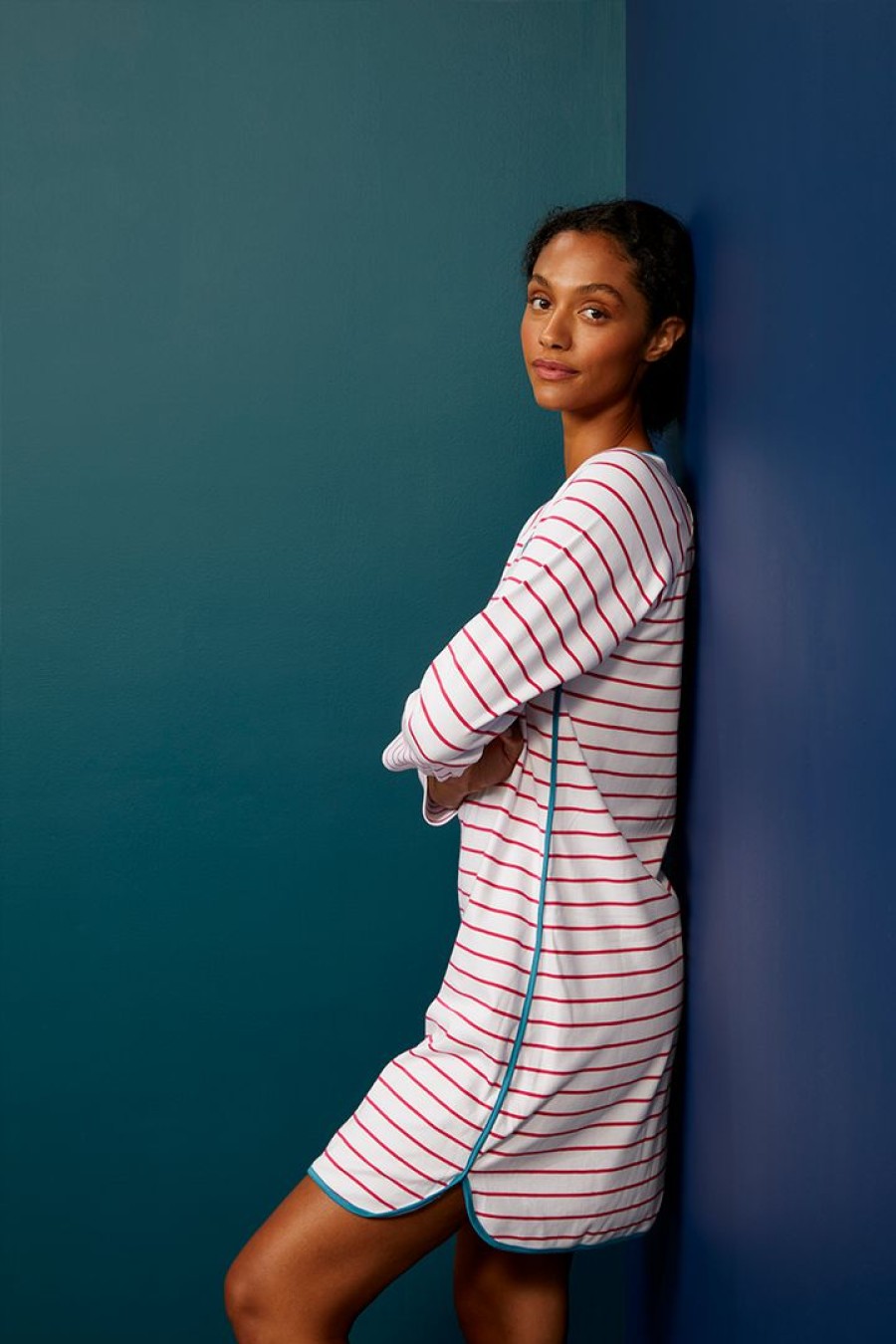 Women Lake | Lake Pima Long Sleeve Nightgown In Ruby