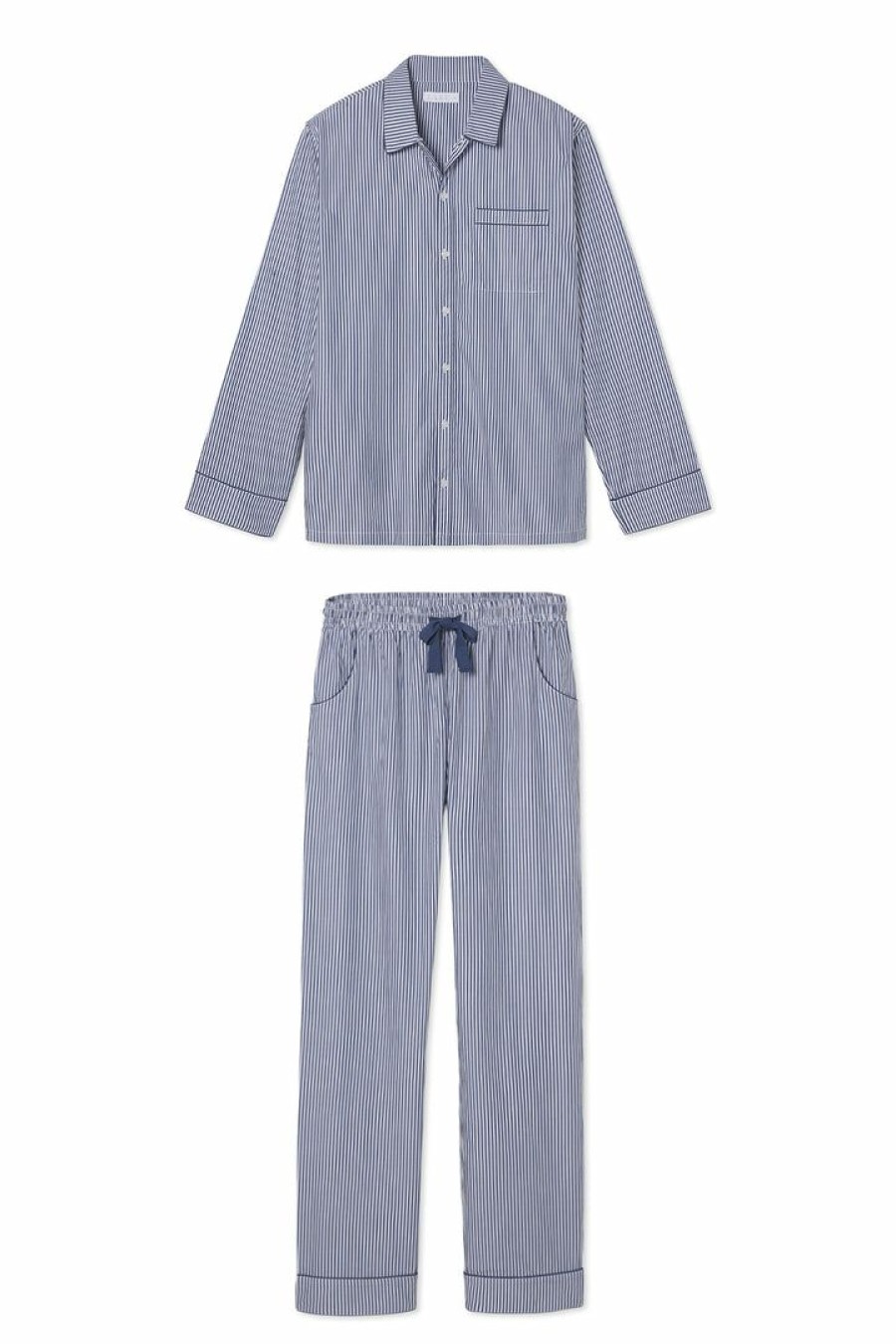 Gifts Lake | Lake Men'S Poplin Pajama Set In Navy Stripe