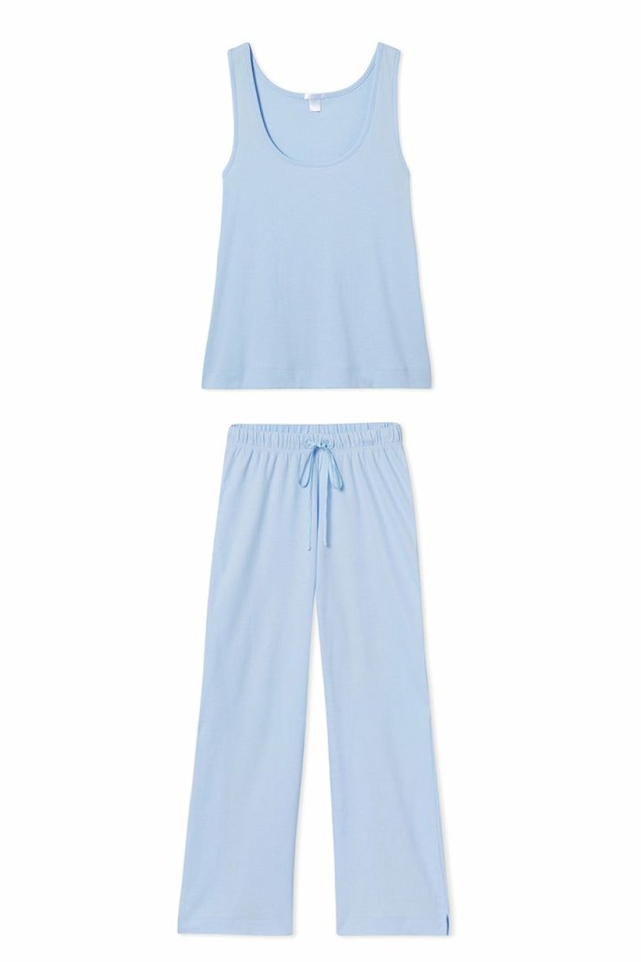 Women Lake | Lake Pointelle Pajama Pants Set In Periwinkle Women