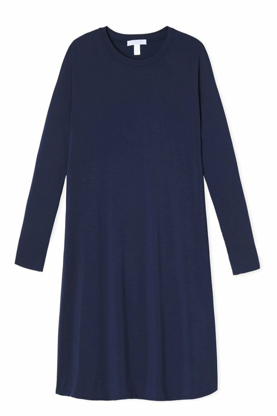 Women Lake | Lake Bamboo Long Sleeve Lounge Dress In Navy